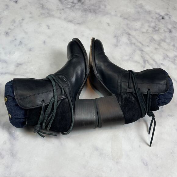 Freebird by Steven Casey Black Leather + Suede Ankle Booties - Picture 9 of 12